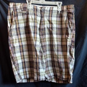 Stylish Plaid Men's Shorts - Black, White, Tan